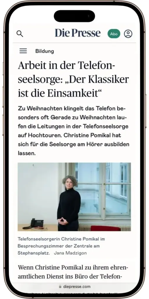 Interview „Die Presse“ über Telefonseelsorge zu Weihnachten